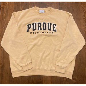 Purdue Boilermakers Sweatshirt Mens XL Gold LS Crew Neck Embroidered Spell out